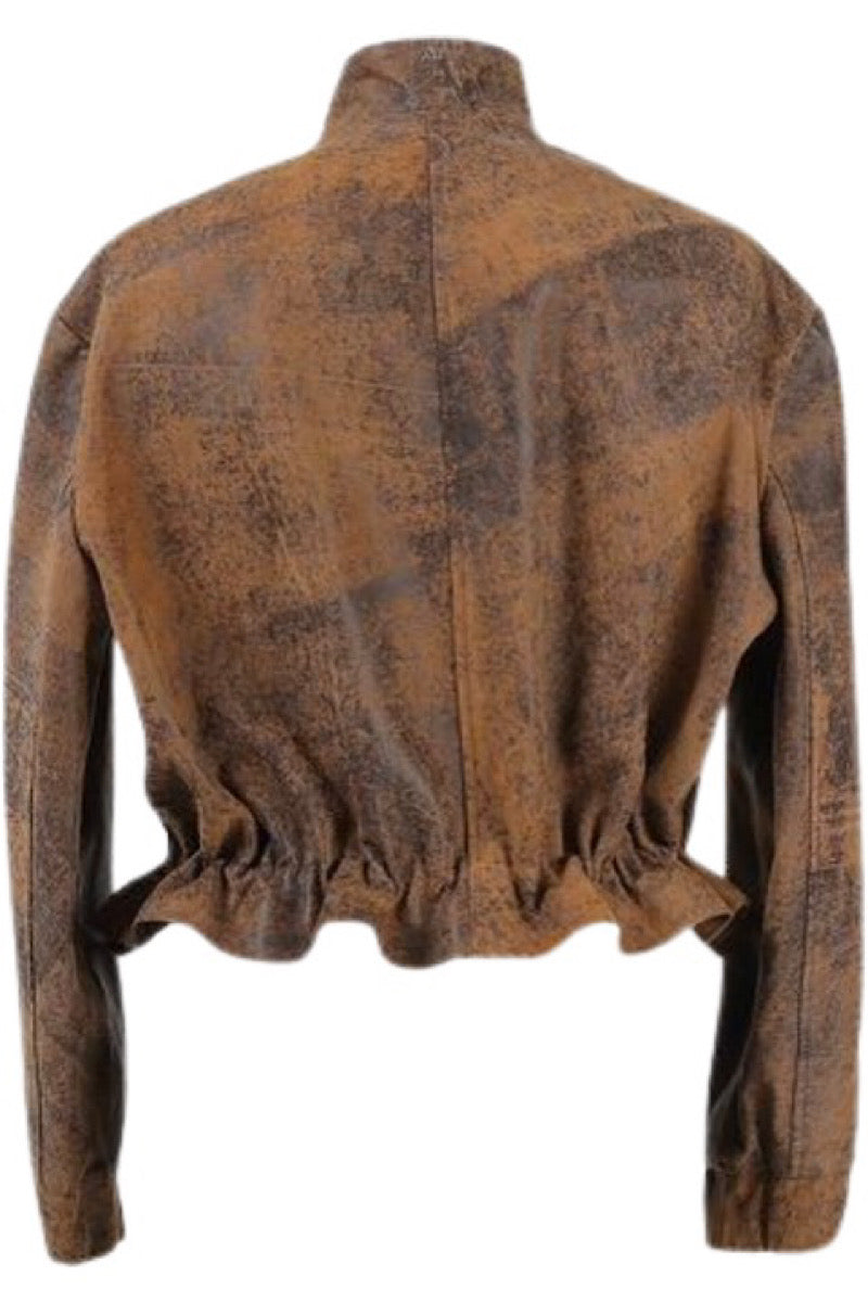 BENNETT LEATHER JACKET IN WASHED BROWN - CULT MIA