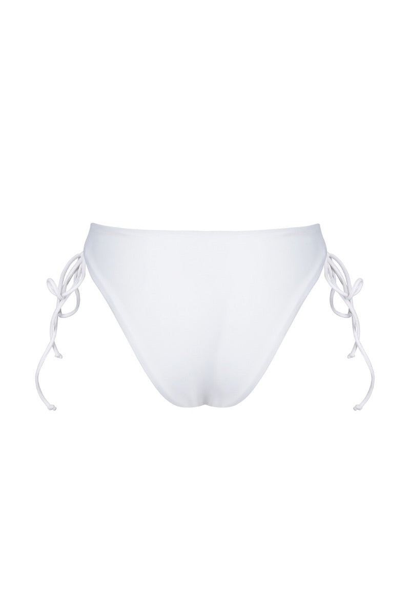 White Stella Ocean bikini bottom by Oceanus, featuring a sleek, seamless design with minimalistic style and comfortable fit.