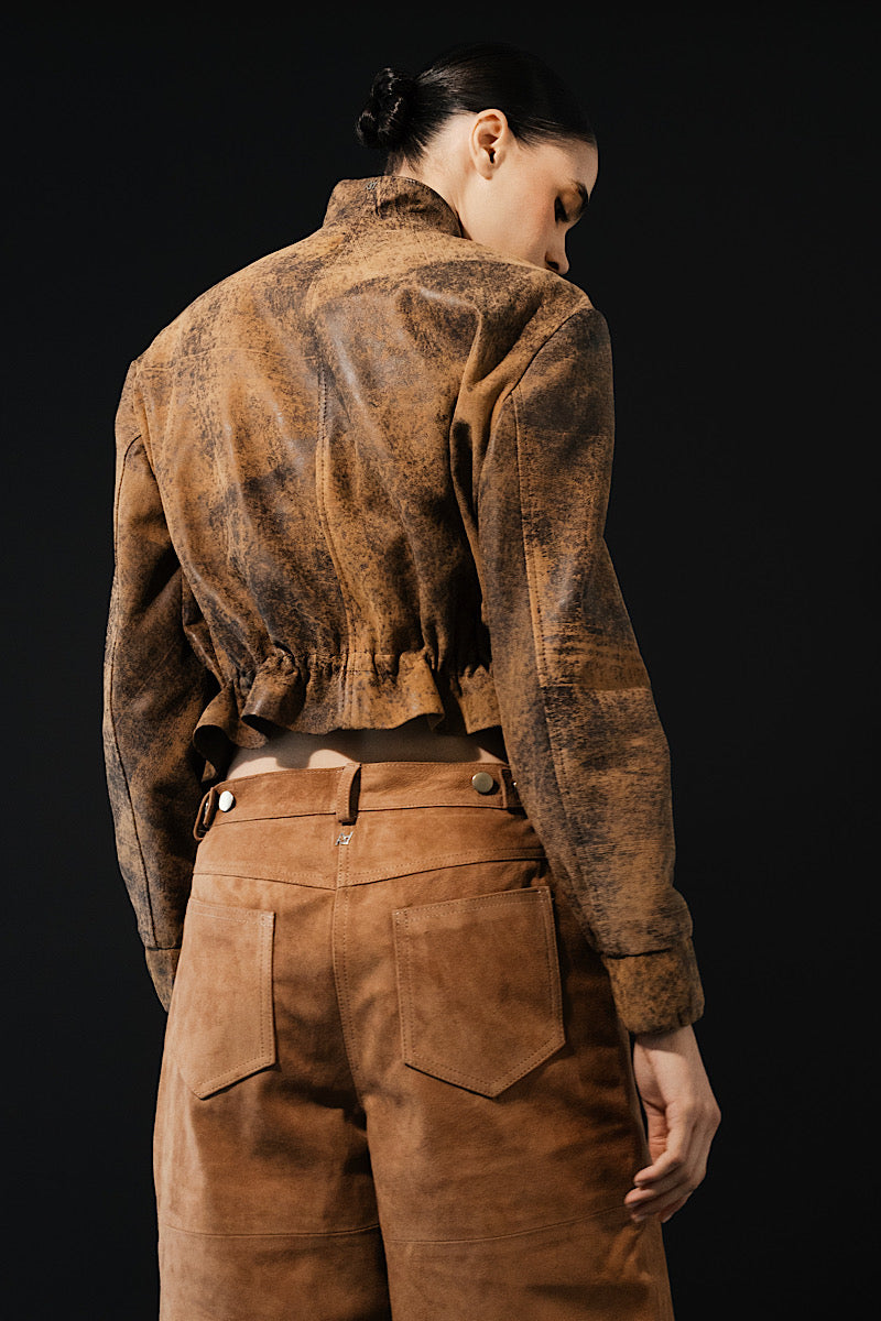 BENNETT LEATHER JACKET IN WASHED BROWN - CULT MIA