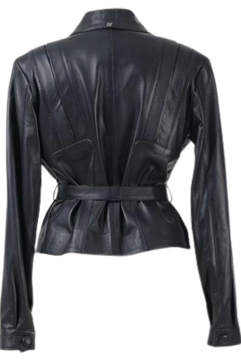 Double A Damien leather jacket in black, stylish men's jacket with smooth leather finish and classic design.