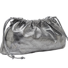 Double A Charlie leather clutch bag in washed silver with sleek design and silver-tone hardware.