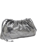 Double A Charlie leather clutch bag in washed silver with sleek design and silver-tone hardware.