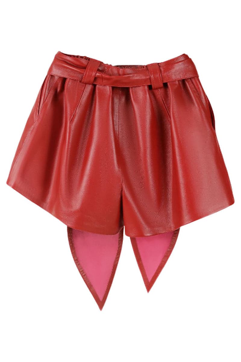 MOONBOW LEATHER SHORTS RED - CULT MIA