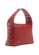 Red Surge leather shoulder bag by Double A, featuring a sleek design with a top handle and adjustable strap.