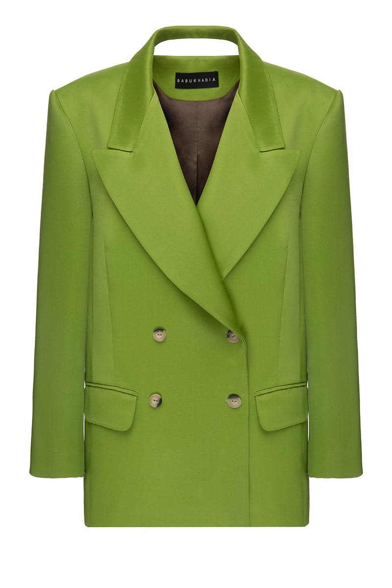 GREEN WIDE LAPEL BLAZER - CULT MIA