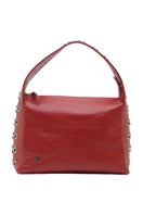 Red Surge leather shoulder bag by Double A featuring a sleek design and adjustable strap, perfect for everyday use.