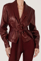 Double A Damien leather jacket in burgundy, stylish men's jacket with smooth leather finish and classic design.