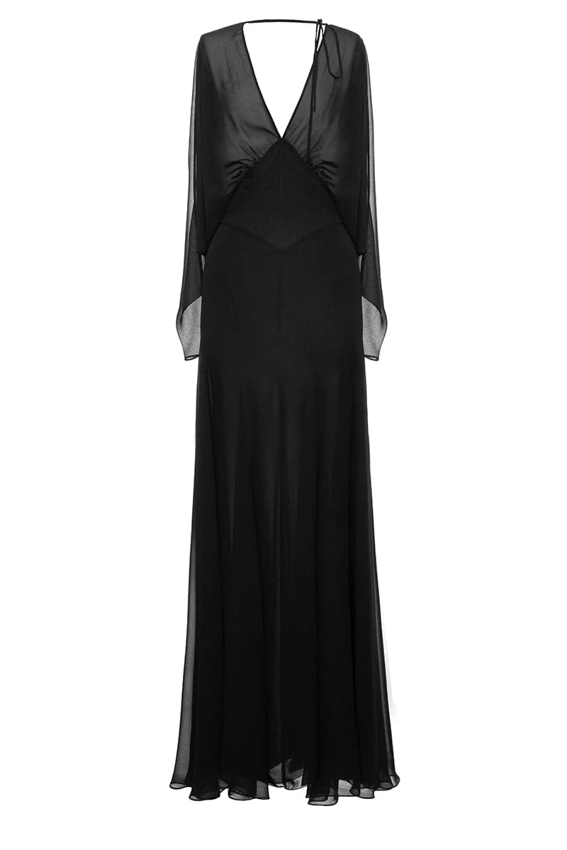 BLACK FLOATY MAXI DRESS - CULT MIA