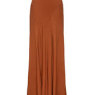 Brown Aliné maxi skirt by Babukhadia, flowing fabric with a stylish length, shown in a full-length view.