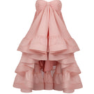 AISA BLUSHE mini dress featuring a stylish, fitted design with short sleeves and a vibrant pattern.