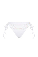 White Stella Ocean bikini bottom by Oceanus, showcasing a sleek, minimal design with smooth fabric and classic fit.