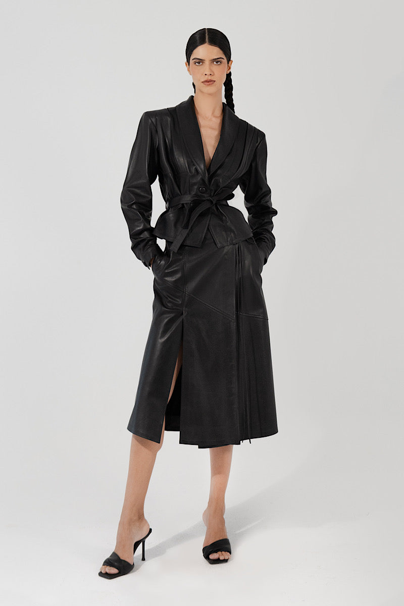 DAMIEN LEATHER JACKET IN BLACK - CULT MIA