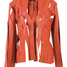 Orange Brianna leather jacket by Double A, stylish women's jacket with sleek leather design and detailed stitching.