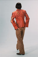 Orange Brianna leather jacket by Double A, featuring a stylish design with visible stitching and a fitted waist.