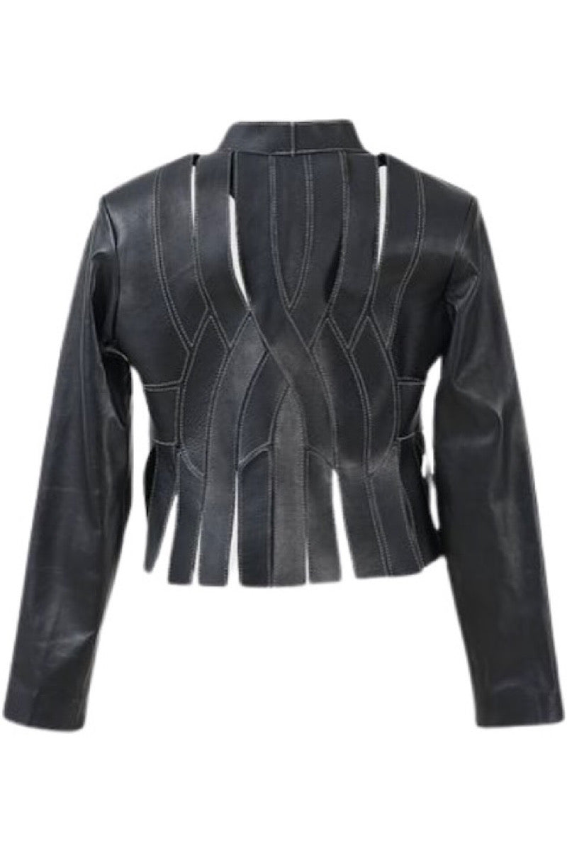 BRIANNA II LEATHER JACKET IN BLACK - CULT MIA