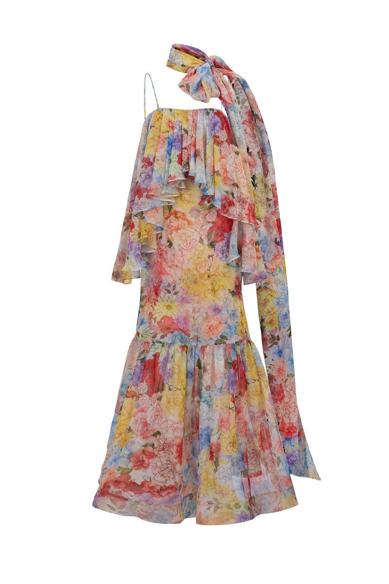 AISA Valentina maxi dress featuring flowing fabric and a stylish neckline, perfect for elegant occasions.