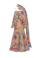 AISA Valentina Maxi Dress in flowing fabric with a fitted bodice and elegant skirt, displayed on a hanger against a neutral background.