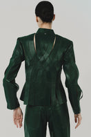 Double A Brianna leather jacket in olive color, featuring a sleek fit and classic design, shown on a model.