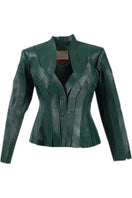 Olive leather Brianna jacket by Double A, stylish women's jacket with a fitted design and sleek finish.