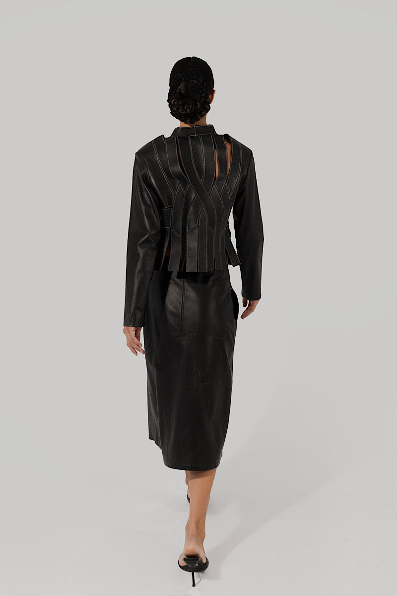 BRIANNA II LEATHER JACKET IN BLACK - CULT MIA