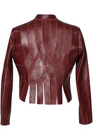 Double A Brianna II leather jacket in burgundy, stylish women's jacket with a smooth leather finish and classic design.