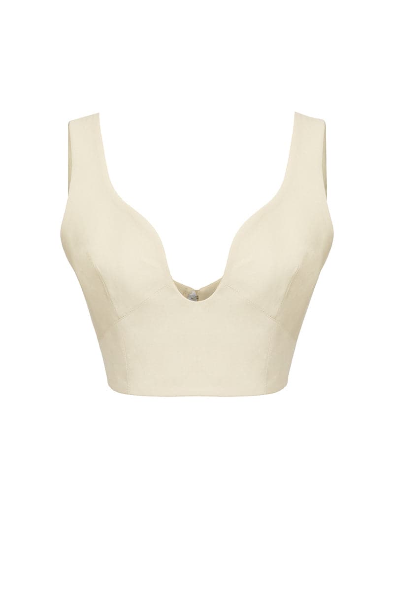 WHITE FITTED CROP TOP - CULT MIA