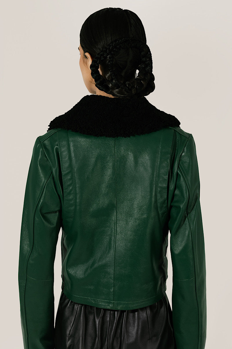 EMERY LEATHER JACKET IN OLIVE - CULT MIA