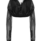 Black silk cropped shirt by Babukhadia featuring a stylish, fitted design with long sleeves and a classic collar.