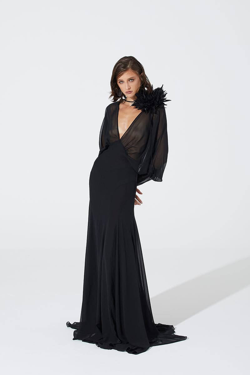 BLACK FLOATY MAXI DRESS | CULT MIA | BABUKHADIA BLACK FLOATY MAXI DRESS | CULT MIA | BABUKHADIA