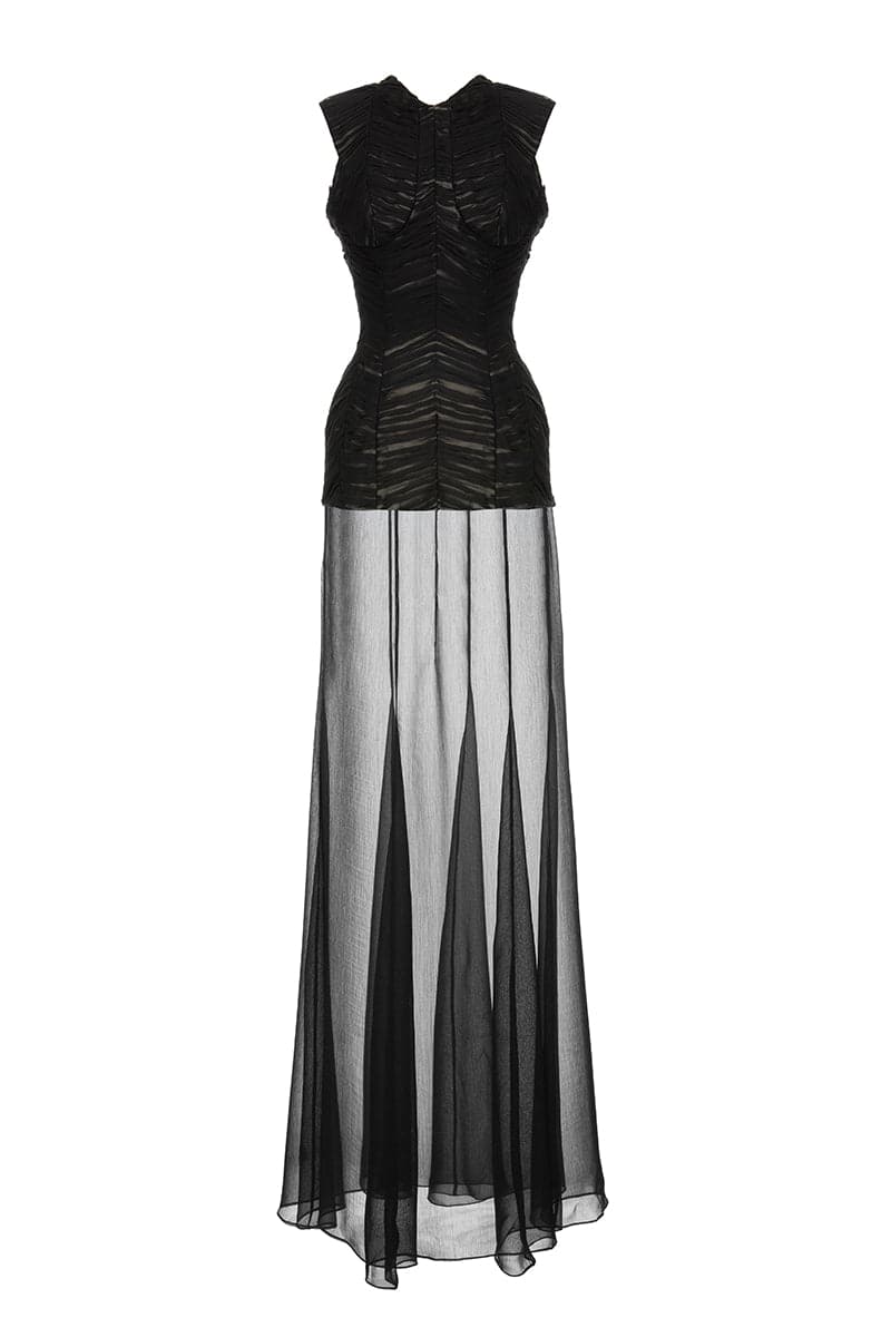 SHEER LAYERED MAXI DRESS - CULT MIA