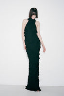 Black Swan gown by Nué, elegant evening dress with flowing fabric and sophisticated design, perfect for formal occasions.