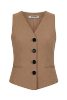 Izakova IMA Gilet in khaki, stylish waistcoat with a tailored fit, featuring a V-neck and button closure, perfect for casual or smart attire.