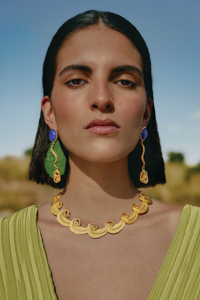 GAIA EARRINGS IN BLUE AND GREEN - CULT MIA