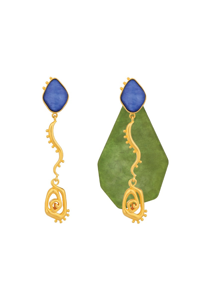 GAIA EARRINGS IN BLUE AND GREEN - CULT MIA