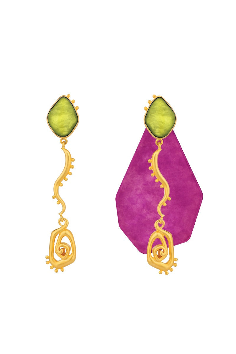 GAIA EARRINGS IN MAGENTA AND LIME - CULT MIA