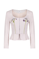 Nara Niro IRIS JACKET in nude, lightweight top with stylish design, shown on a hanger against a neutral background.