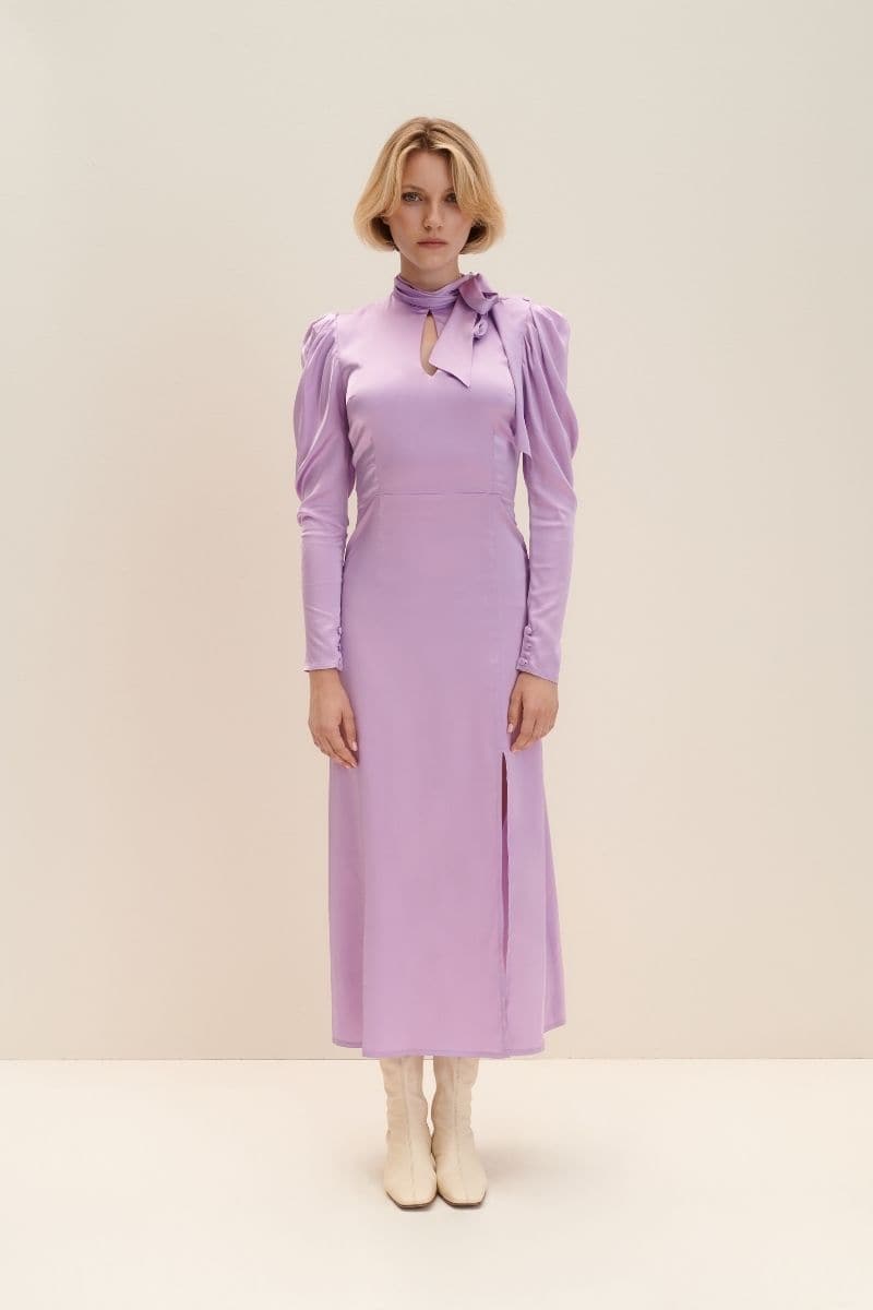 LILAC TIE-DETAILED MIDI DRESS | JAAF | CULT MIA