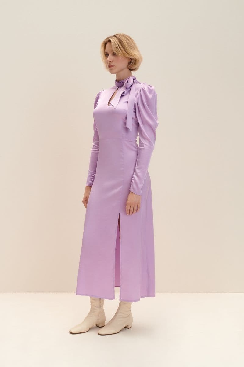 LILAC TIE-DETAILED MIDI DRESS | JAAF | CULT MIA