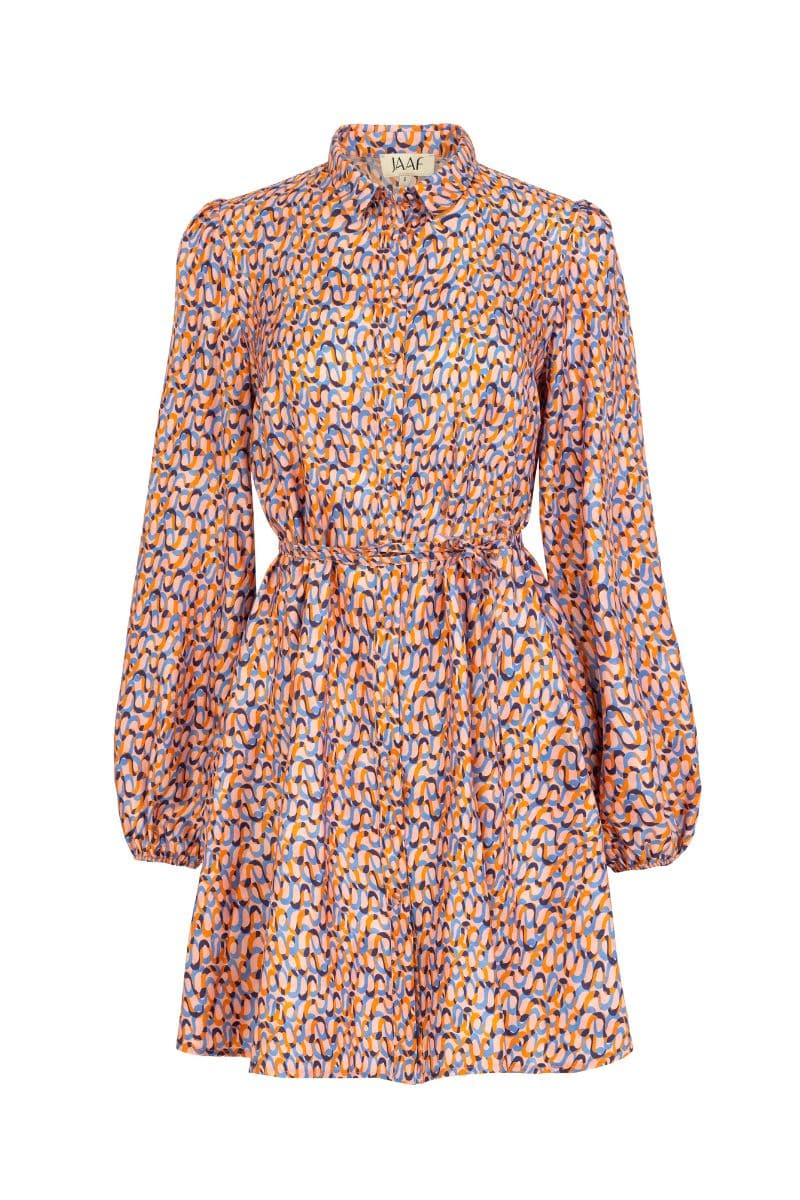RED SILK PRINTED MINI SHIRT DRESS | JAAF | CULT MIA