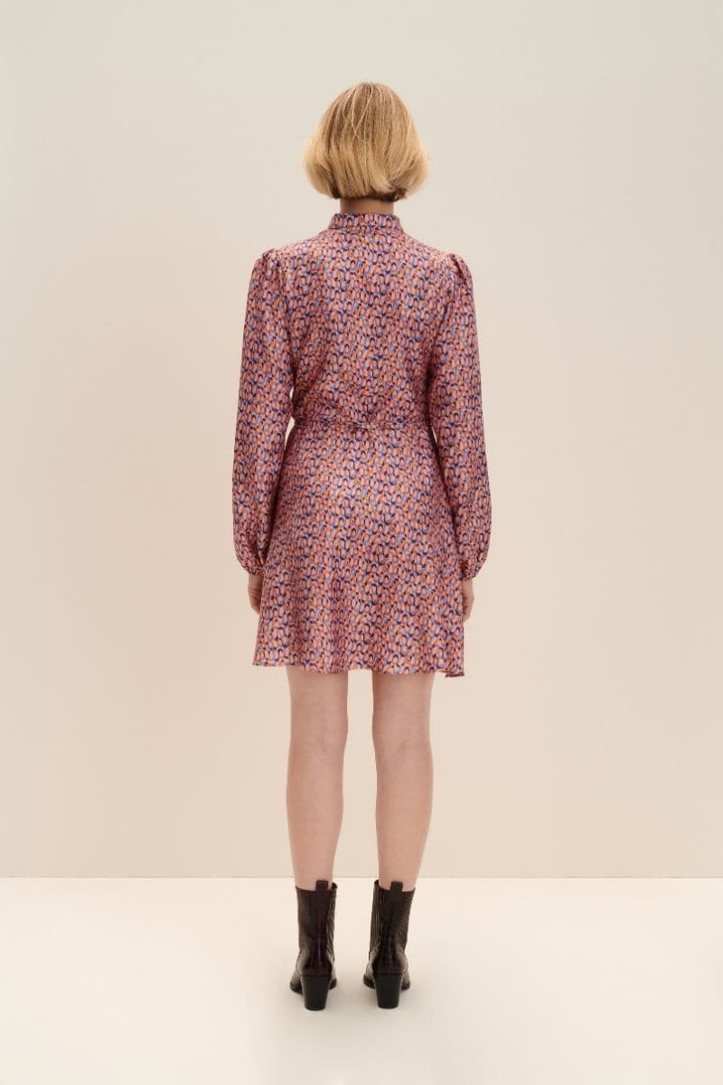 RED SILK PRINTED MINI SHIRT DRESS | JAAF | CULT MIA