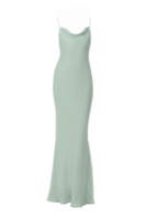 NiLuu Jade Scarlet slip dress, a stylish maxi dress with a flowing design, shown on a white background.