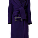 Oversize purple wool and cashmere coat by JC Pajares, showcasing a cozy, stylish winter outerwear design.
