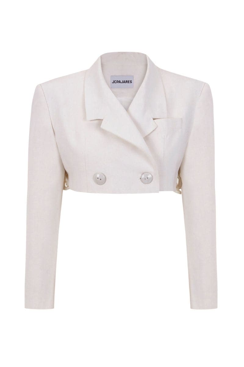 WHITE CROP TOP CHAIN BLAZER | JC Pajares | CULT MIA