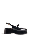 Black Avignon chunky platform heels by Je La Connais, featuring thick soles and stylish ankle straps, size EU 35.