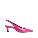 Pink rose slingback heels by Je La Connais, featuring a stylish design with a pointed toe and elegant ankle strap.