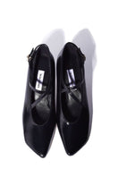 Black X-strap heels from Je La Connais Pisa collection, stylish and elegant footwear for women, size EU 35.