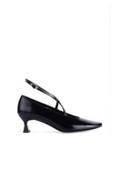 Black PISA X-strap heels by Je La Connais with open toes and ankle straps, stylish footwear for formal or casual occasions.