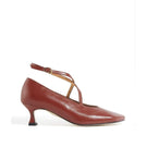 Brown PISA X-strap heels by Je La Connais, stylish women's shoes with ankle straps, size EU 35.