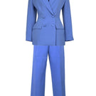 Baby blue hourglass suit co-ord set by Joanna Andraos, featuring a fitted top and matching pants in soft pastel blue.