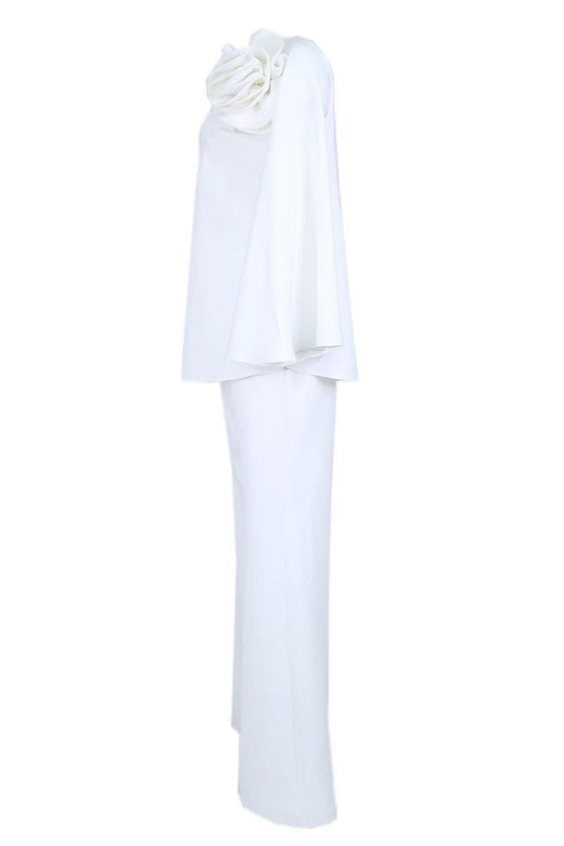 BOTANICAL ELEGANCE ONE-SHOULDER FLORAL TOP AND PANTS SET | Joanna Andraos | CULT MIA